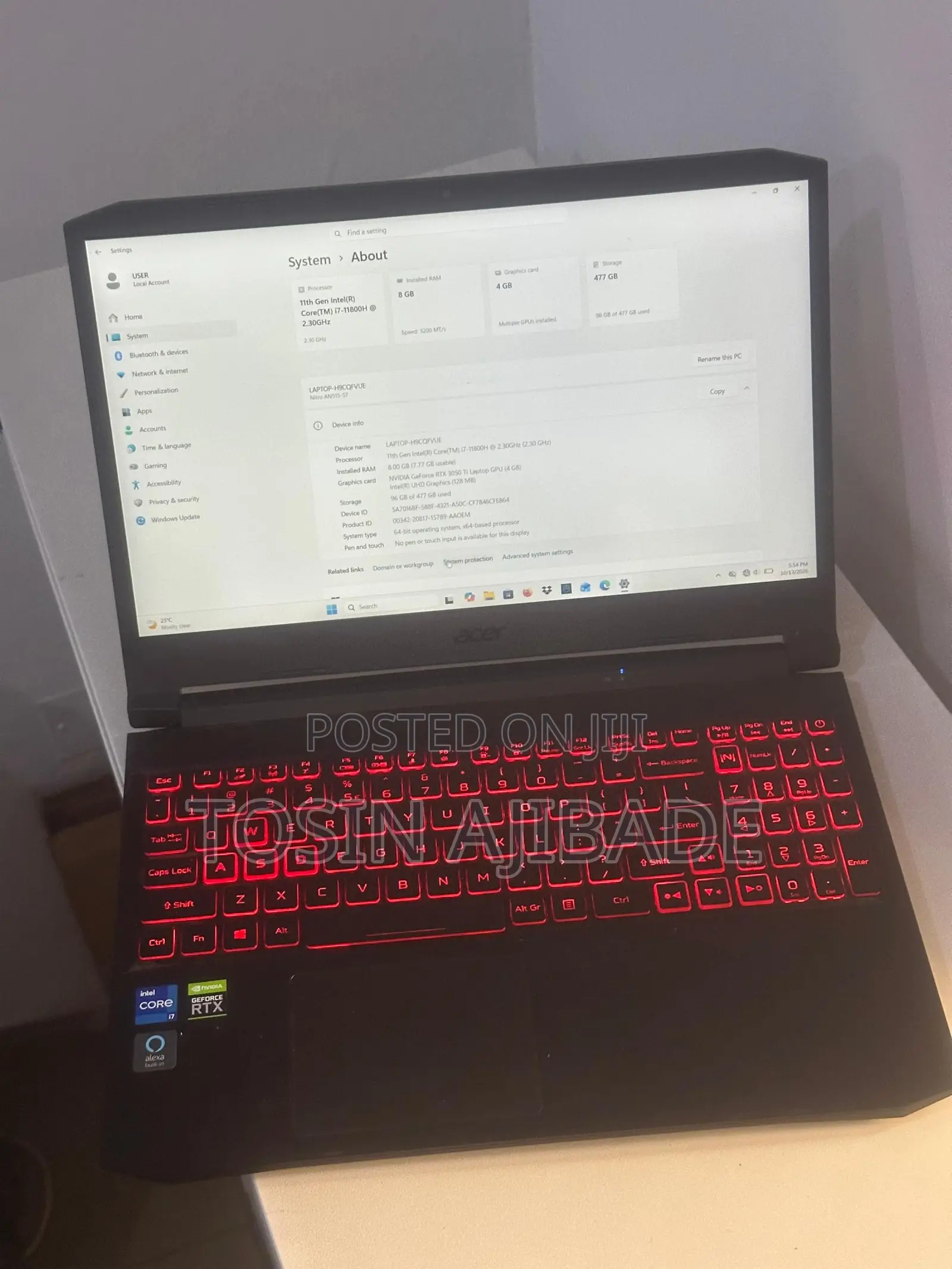 Laptop Acer Nitro 5 8GB Intel Core i7 SSD 512GB