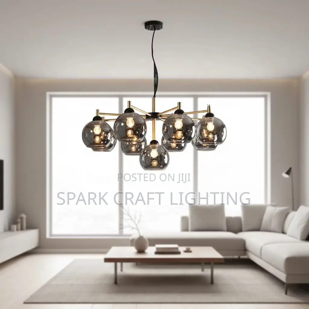 Vintage Nordic Living Room Dining Chandelier Smoky Glass