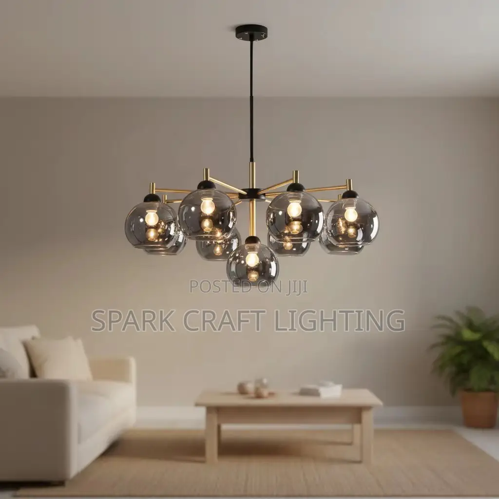 Vintage Nordic Living Room Dining Chandelier Smoky Glass