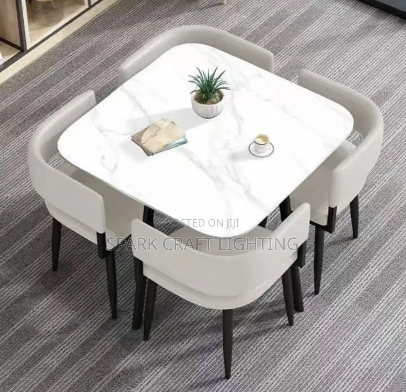 Modern Dining Table and 4 Chairs Set With Wooden MDF Top