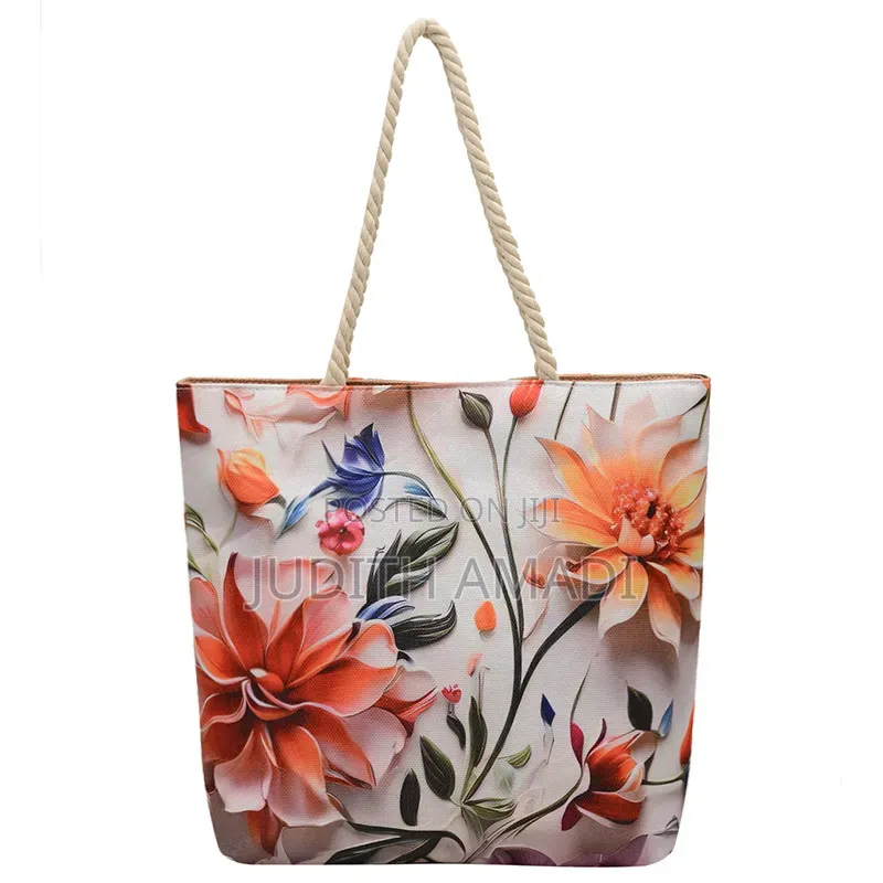 Floral Canvas Rope Handle Tote Bag | PH