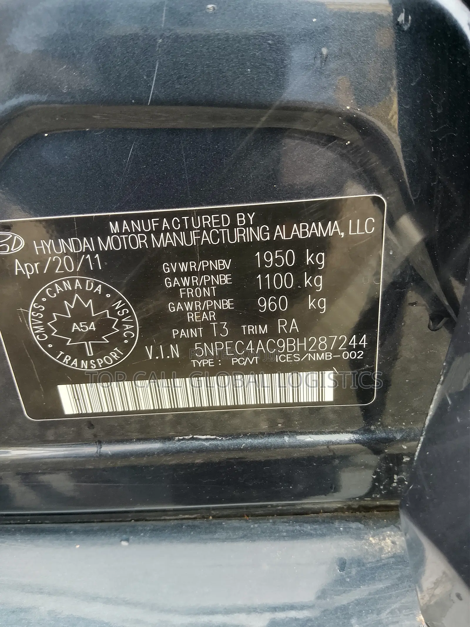Hyundai Sonata Limited 2.0T Sedan (2.0L 4cyl 6A) 2011 Gray