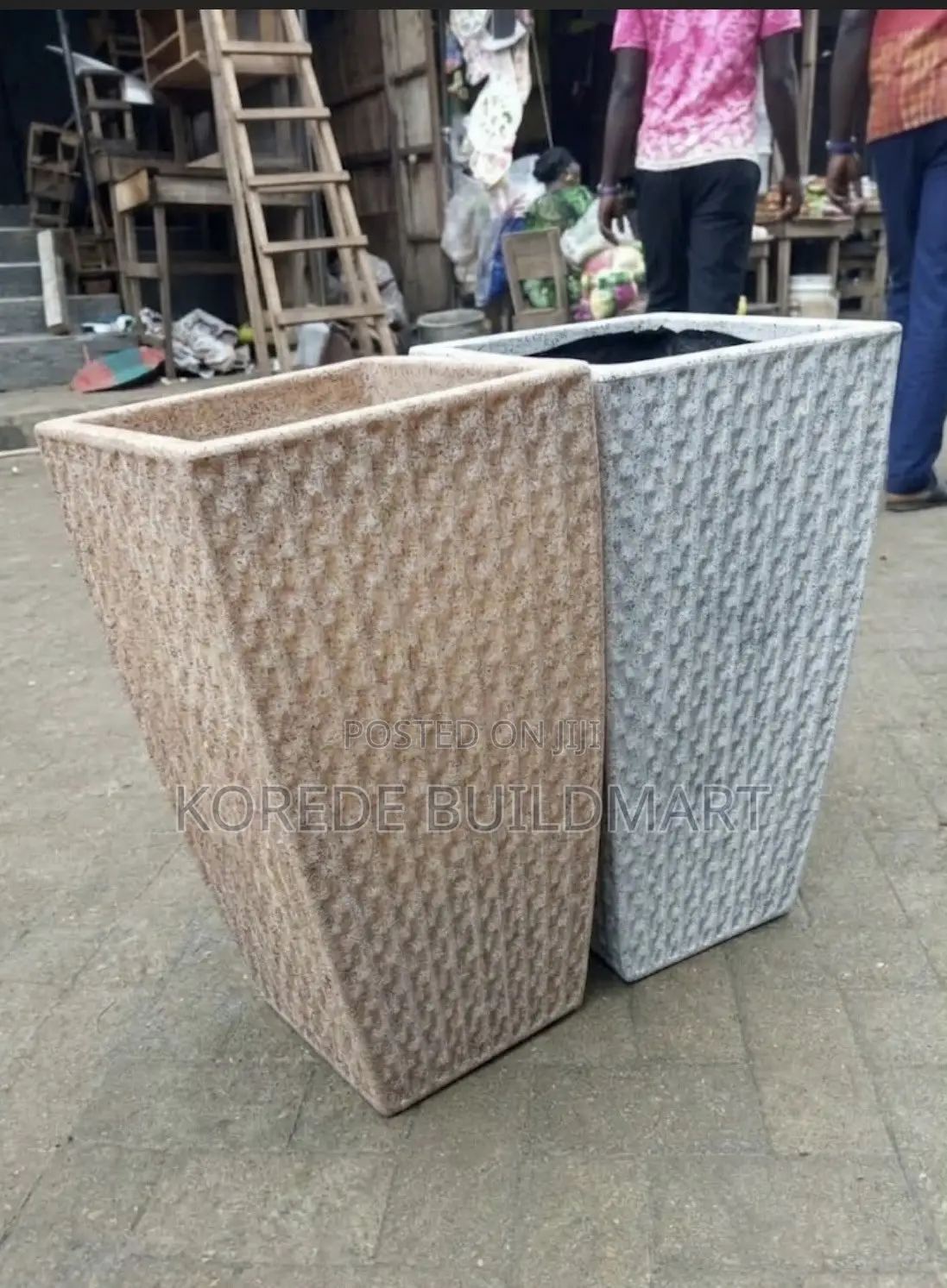 Stone Finish Concrete Flower Planter Pot