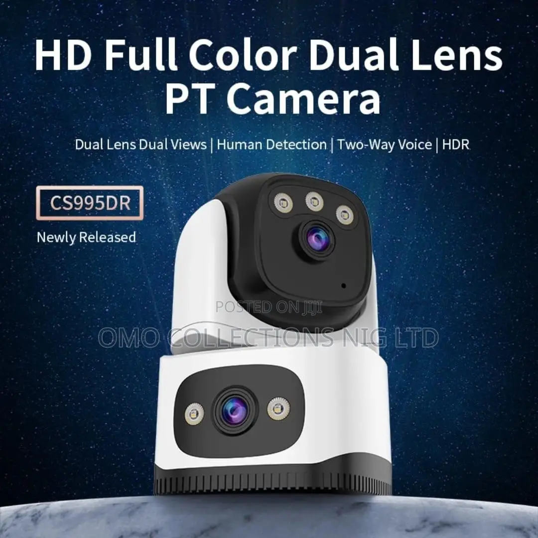 Dual-Lens Indoor WiFi Security Camera With Night Vision