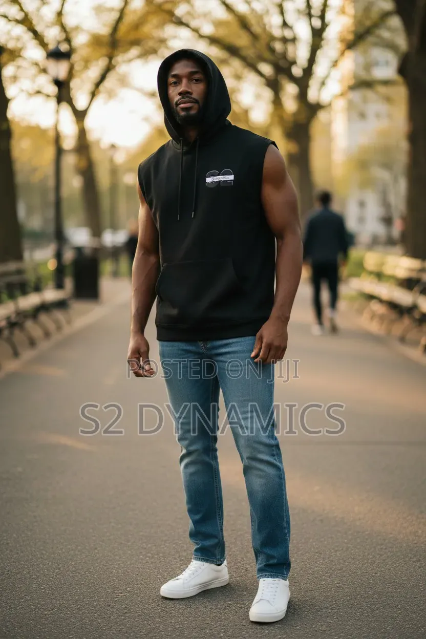 Black Sleeveless Hoodie