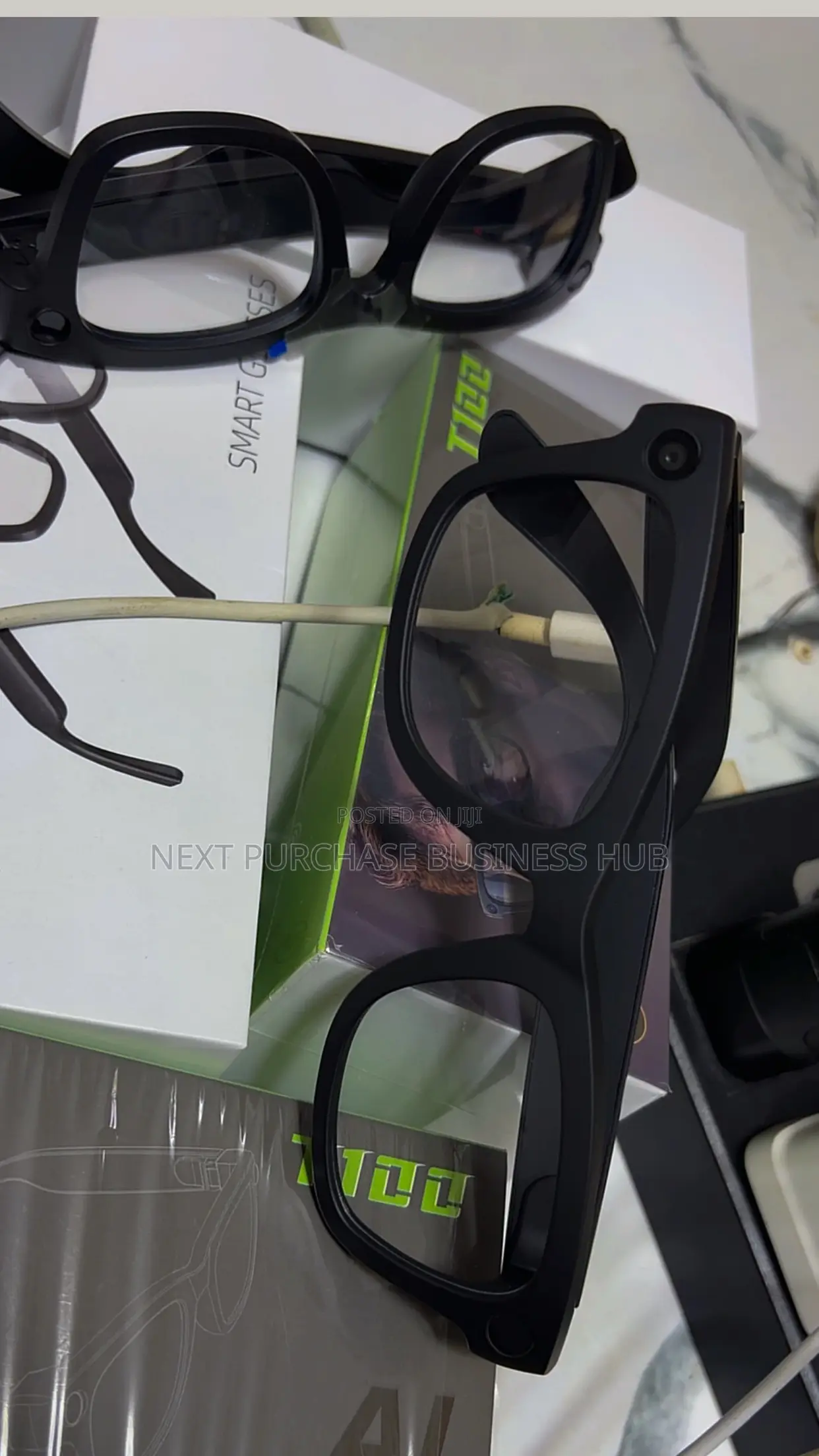 T100 Ai Smart Camera Glasses 2 in 1 Lens Black and Transparent