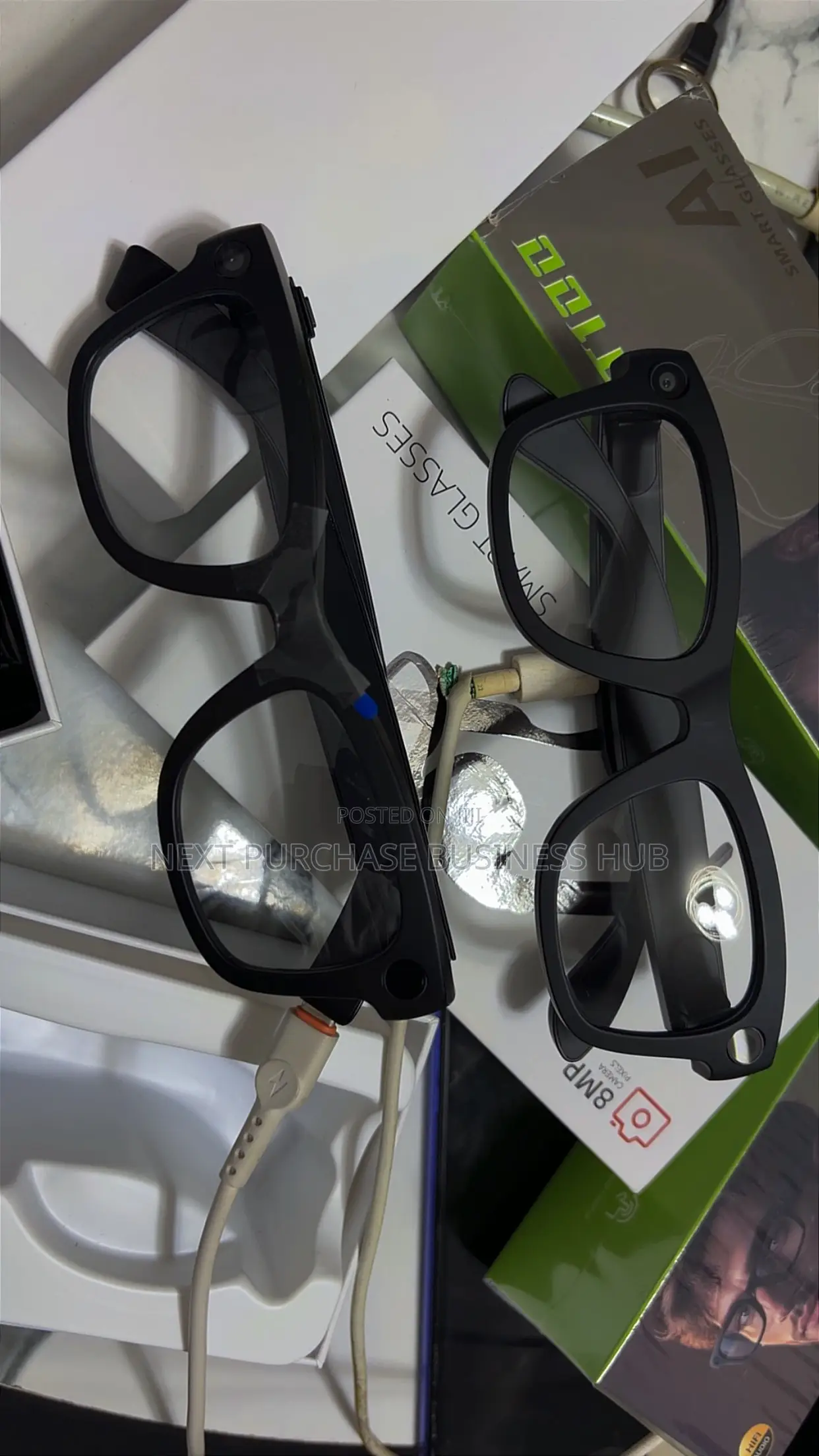 T100 Ai Smart Camera Glasses 2 in 1 Lens Black and Transparent