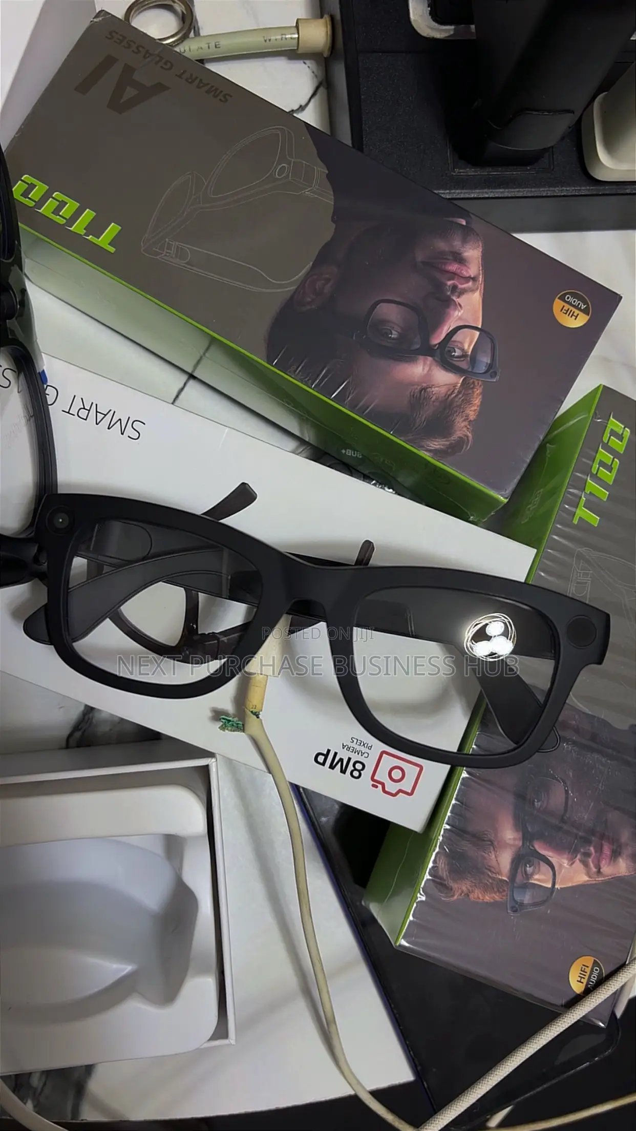 T100 Ai Smart Camera Glasses 2 in 1 Lens Black and Transparent
