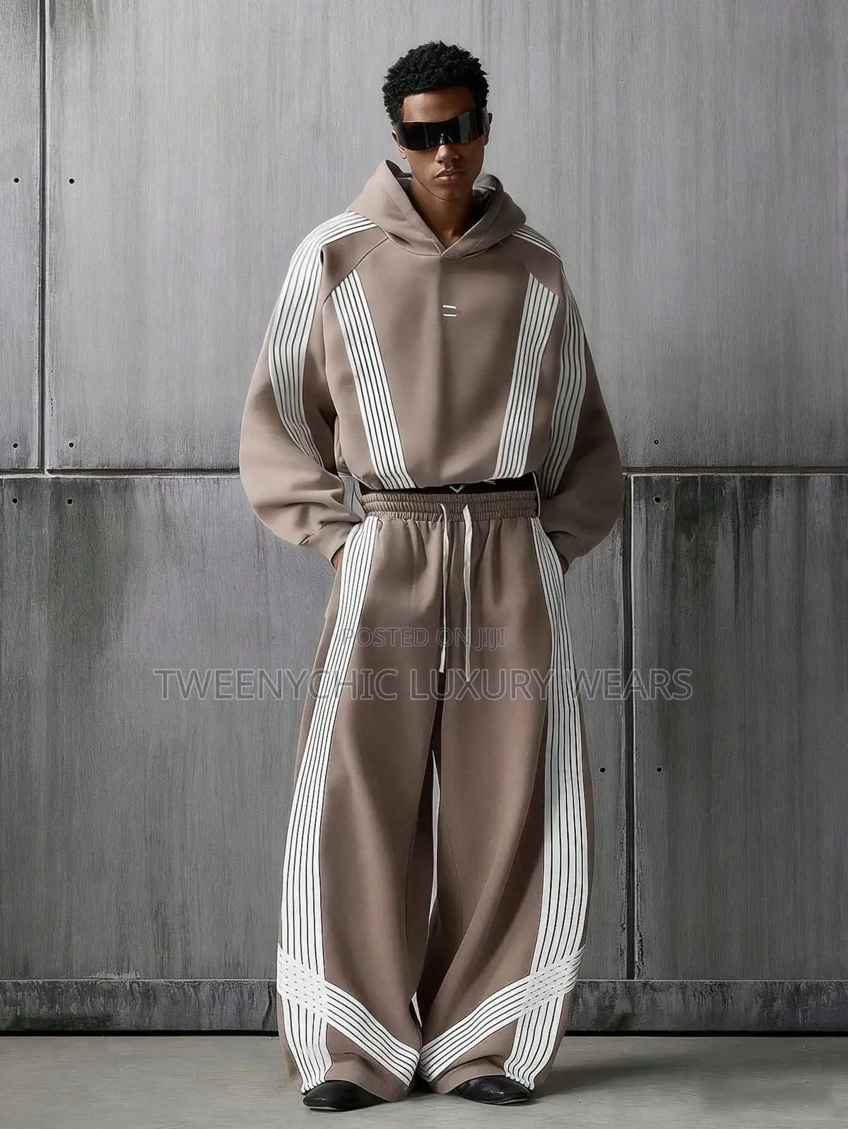 Men’s Luxury Striped Tracksuit Set – Hoodie & Joggers