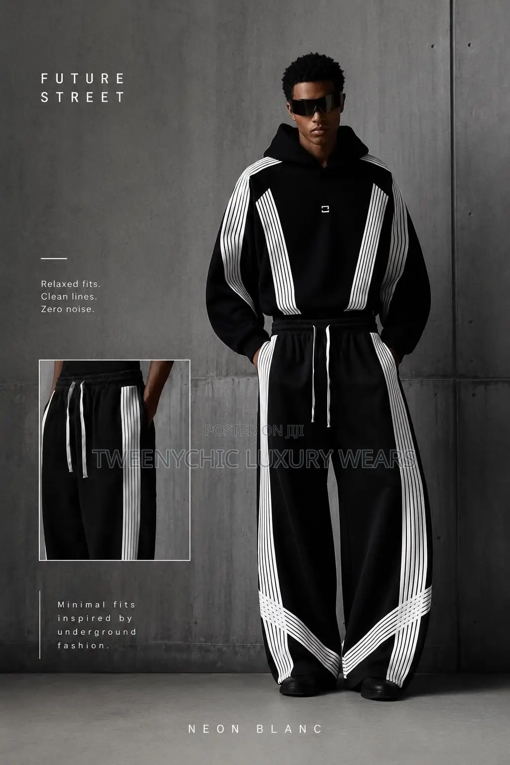 Men’s Luxury Striped Tracksuit Set – Hoodie & Joggers