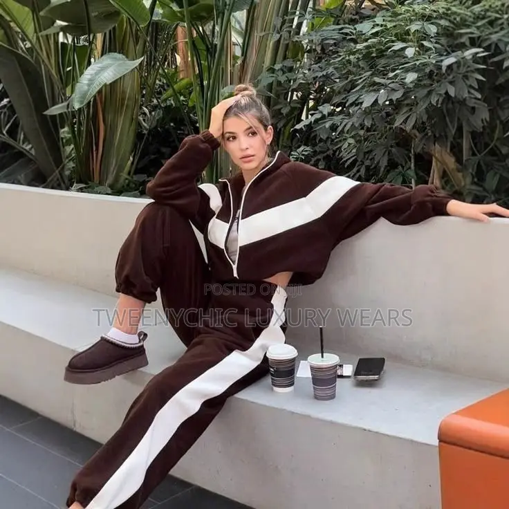 Women’s Burgundy 2-Piece Tracksuit Available in Different Colors