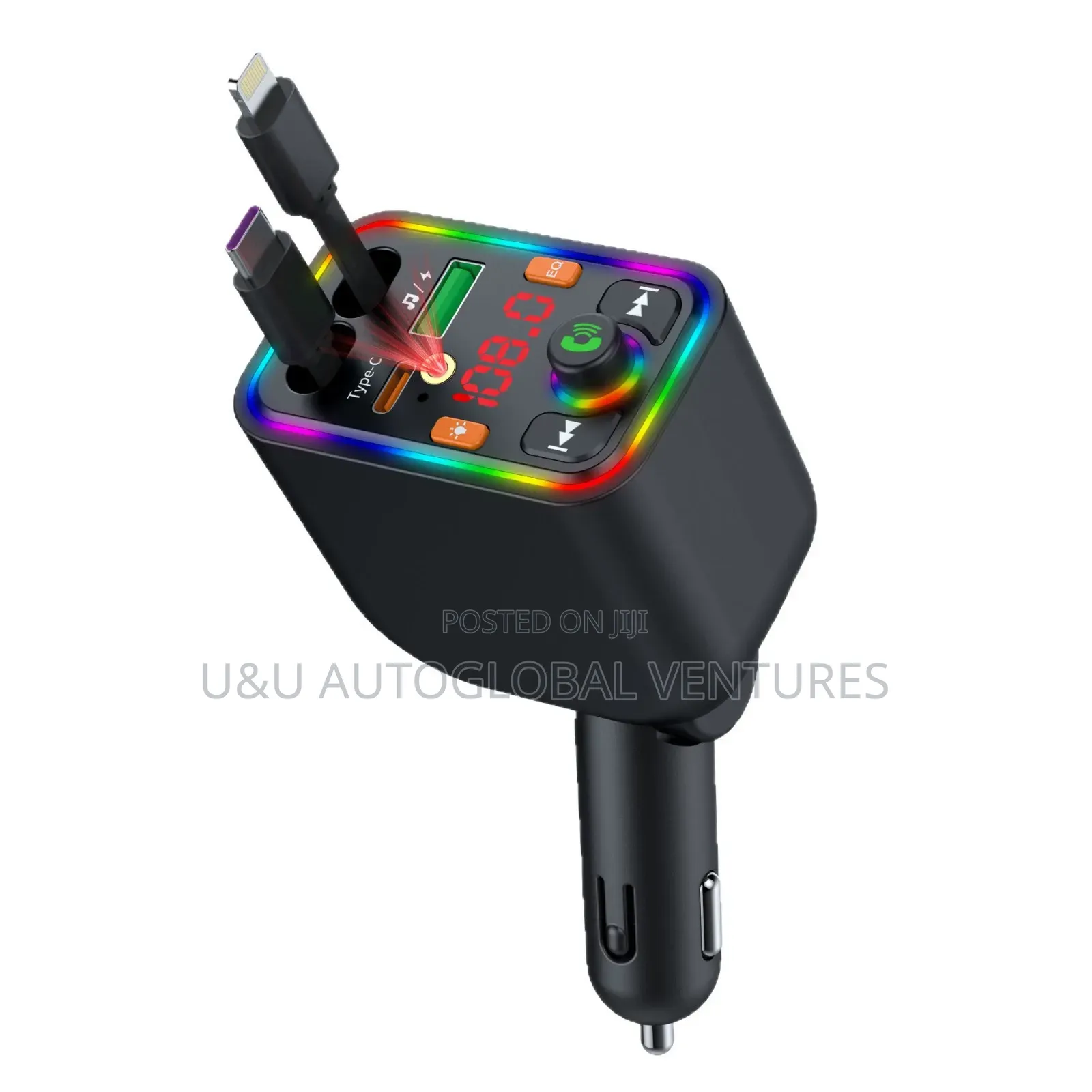 120W 5 in 1 Fast Charger With 800mm Retractable Cable and Ruf Lighting