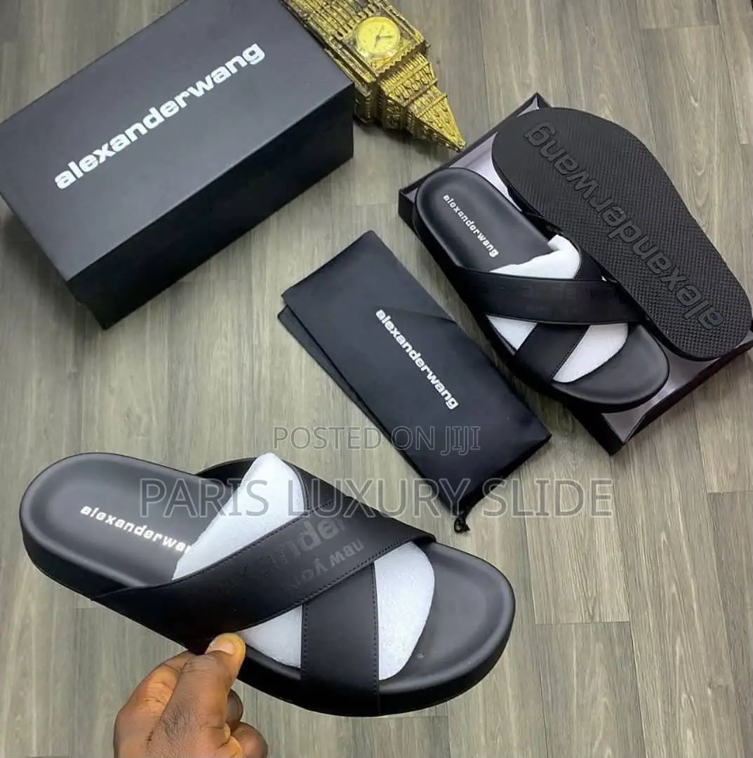 Alexander Wang Slide - Black Logo Slides - Unisex - Original Box