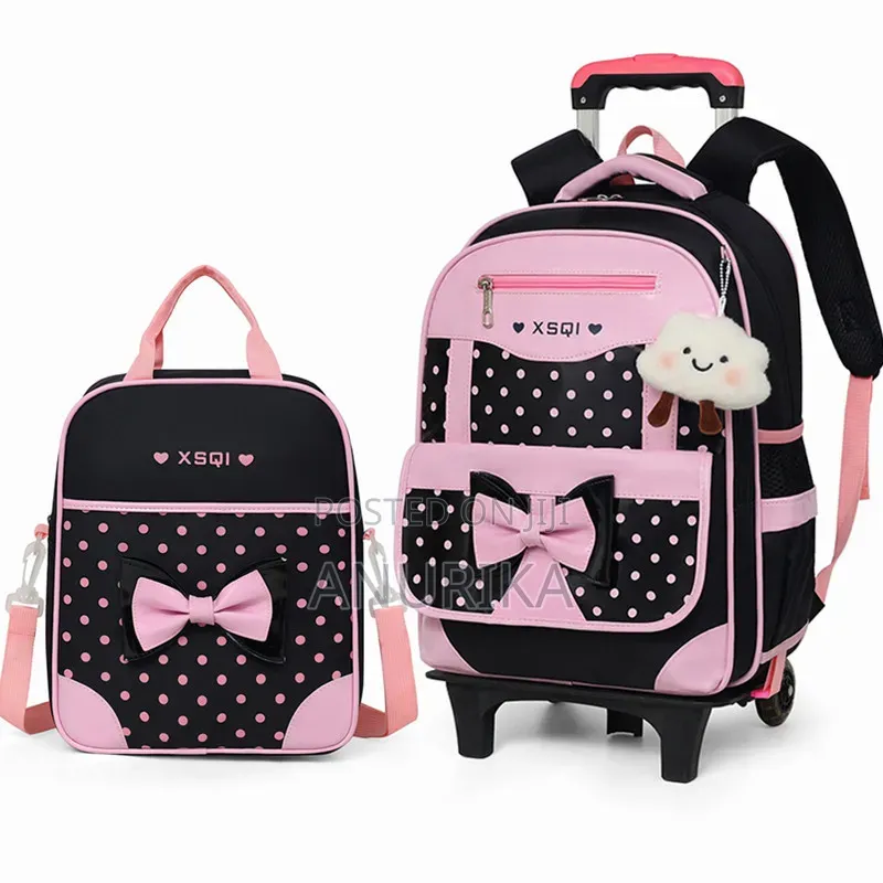 Girls' School Bag Set With Wheels and Lunch Bag
