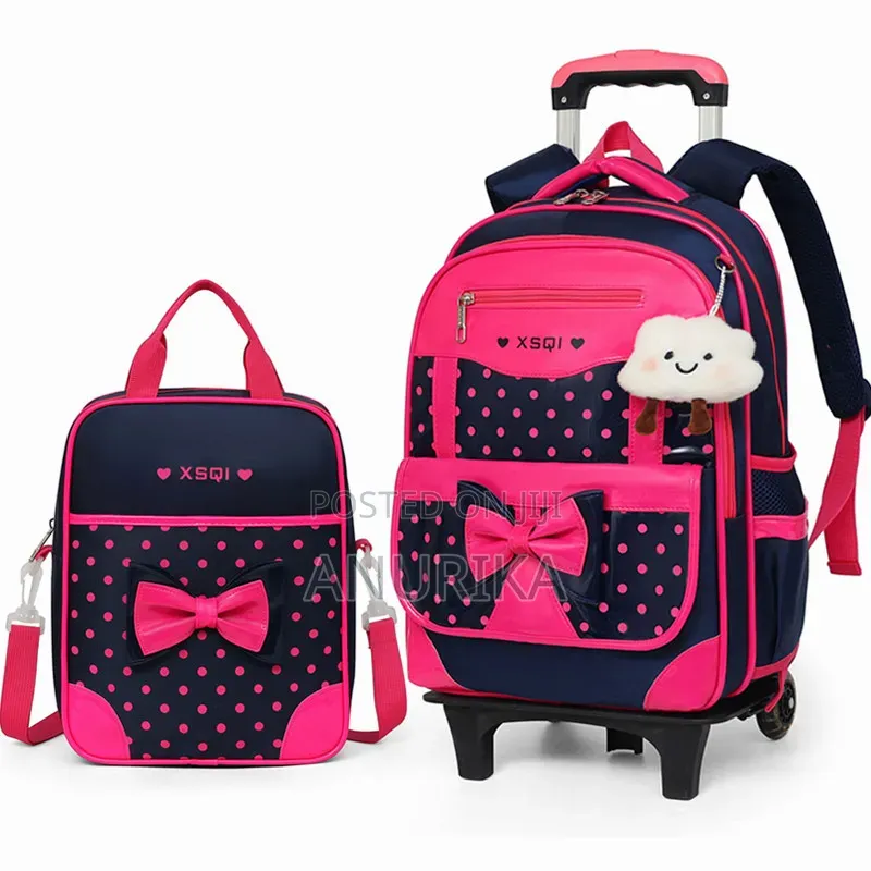 Girls' School Bag Set With Wheels and Lunch Bag