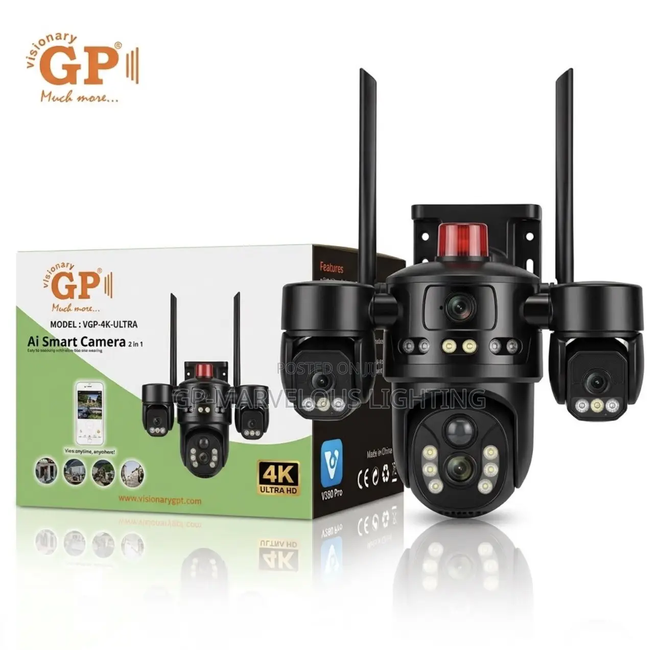 4-Lens 4K Solar Security Camera 360° PTZ Surveillance
