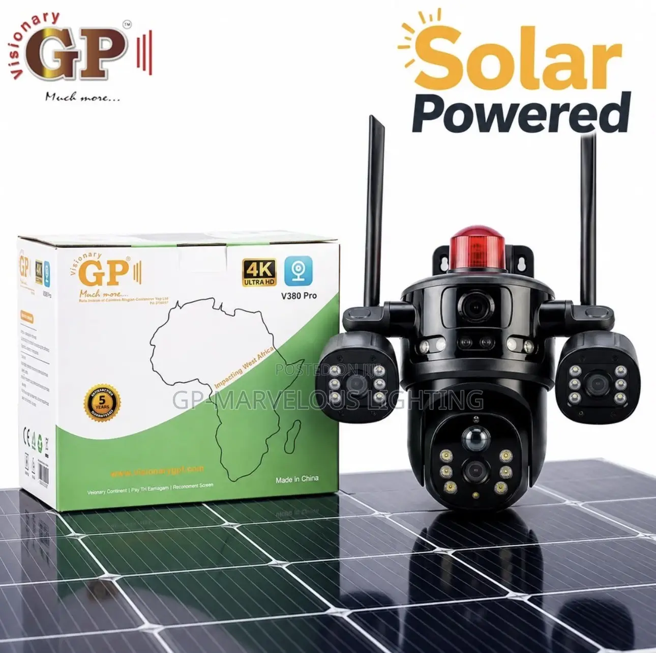 4-Lens 4K Solar Security Camera 360° PTZ Surveillance