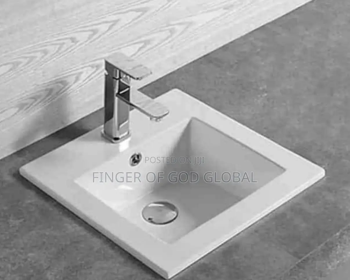 40x40cm White Square Ceramic Bathroom Wash Basin