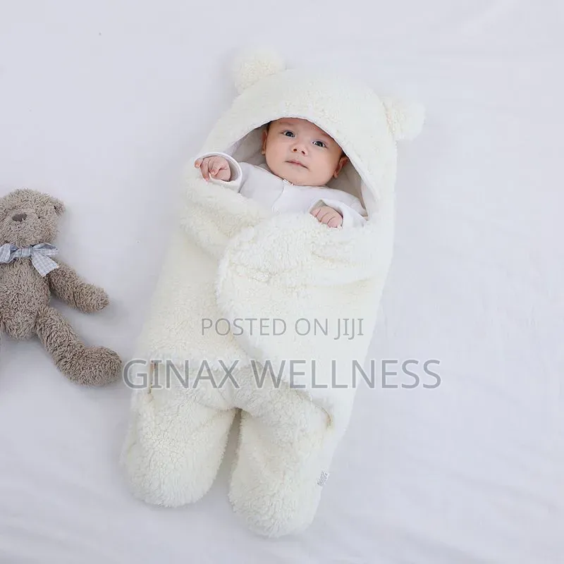 Thick Fluffy Baby Swaddle Blanket With Hood & Legs (0-9 Months)