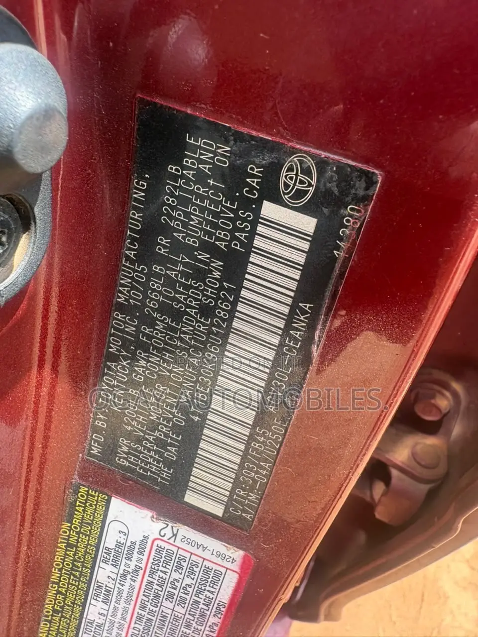 Toyota Camry LE 4dr Sedan (2.4L 4cyl 5A) 2005 Burgundy