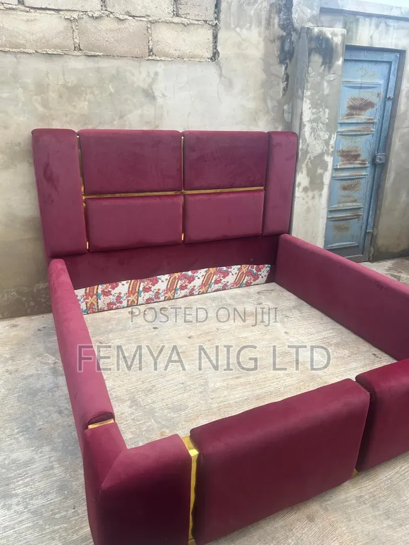 A Modern 6 × 6 Ft Upholstered Bed Featuring a Stylish,