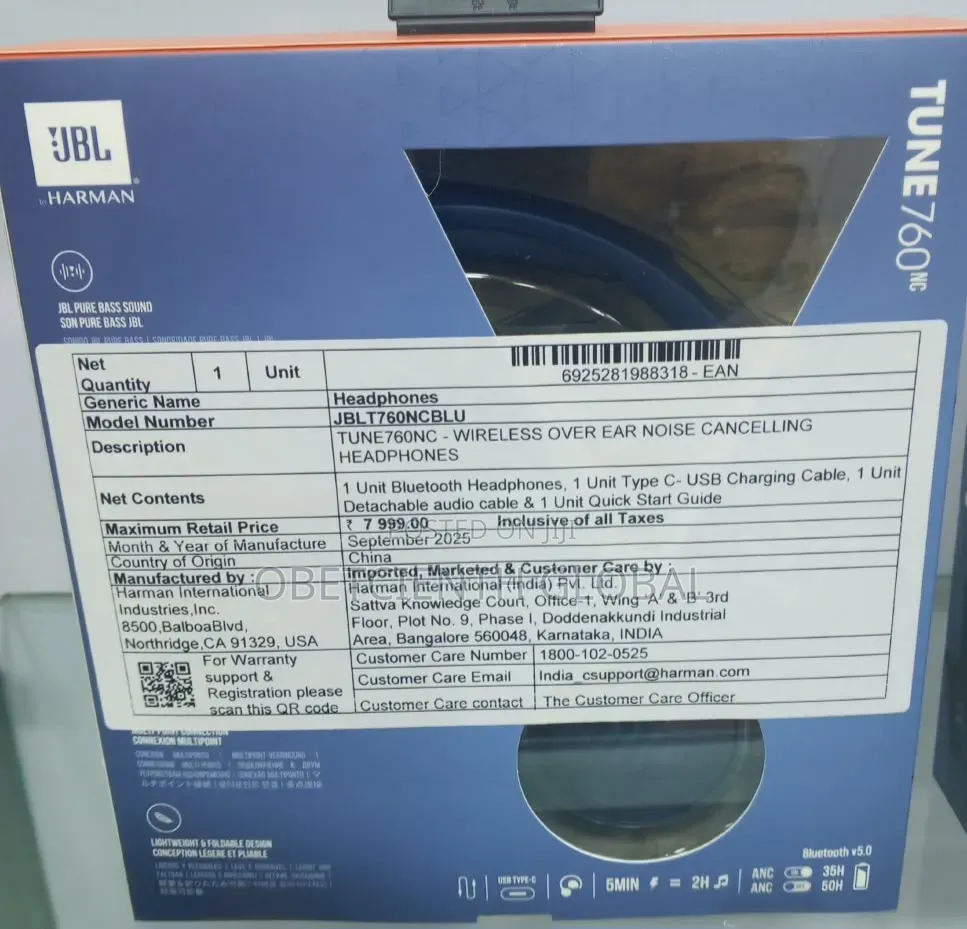 JBL Tune 760NC Adaptive Noise Cancelling Wireless Over-Ear Headphone