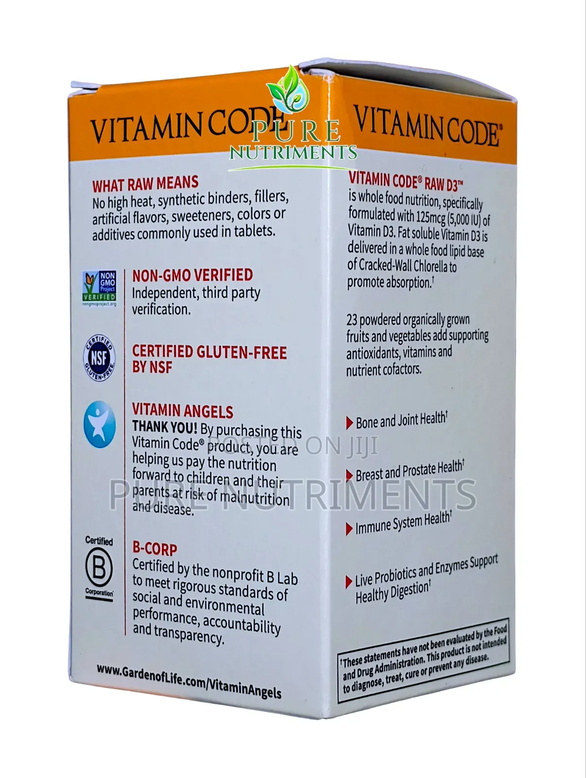 Garden of Life Vitamin Code RAW D3 Whole Food VitaminD3 Supplement