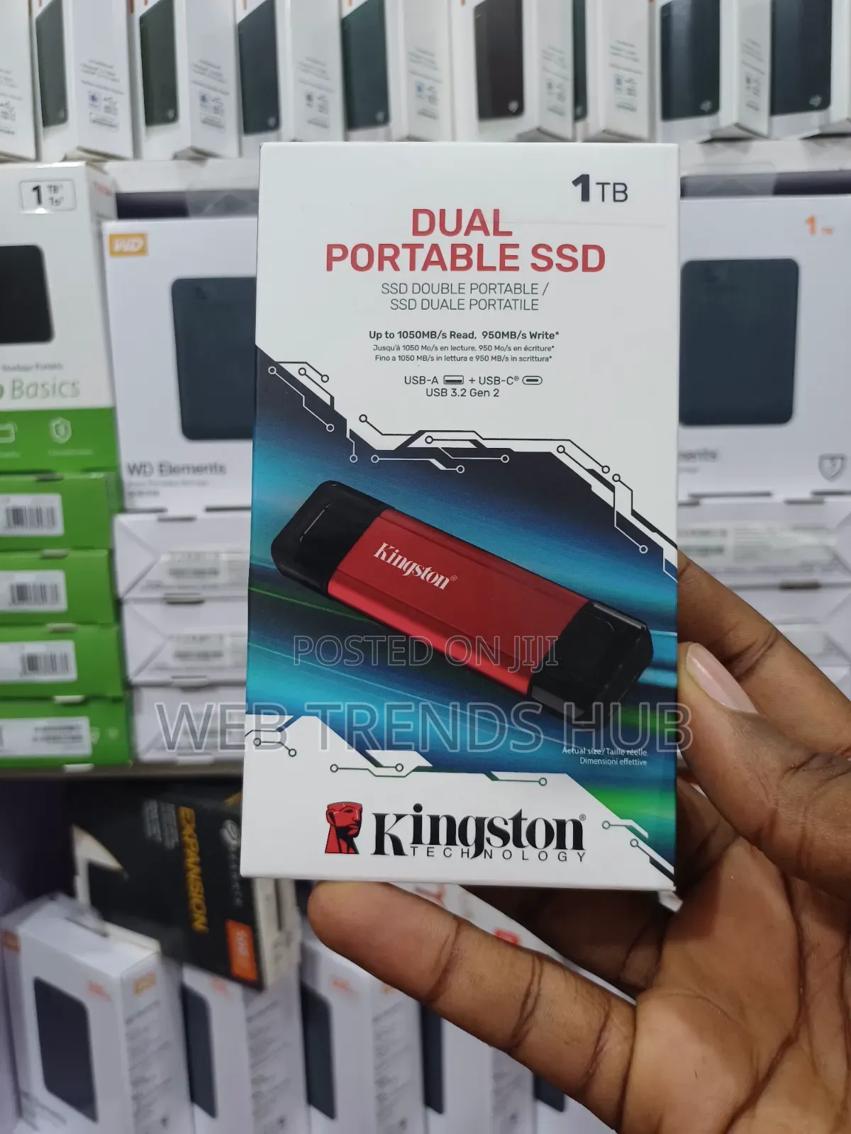 Original Kingston 1TB Dual Portable SSD - High-Speed 1050mb/S