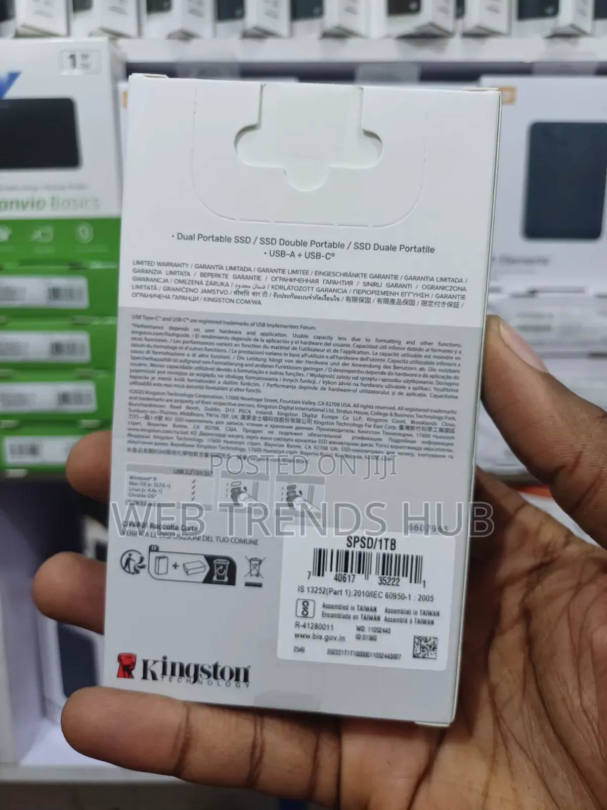 Original Kingston 1TB Dual Portable SSD - High-Speed 1050mb/S