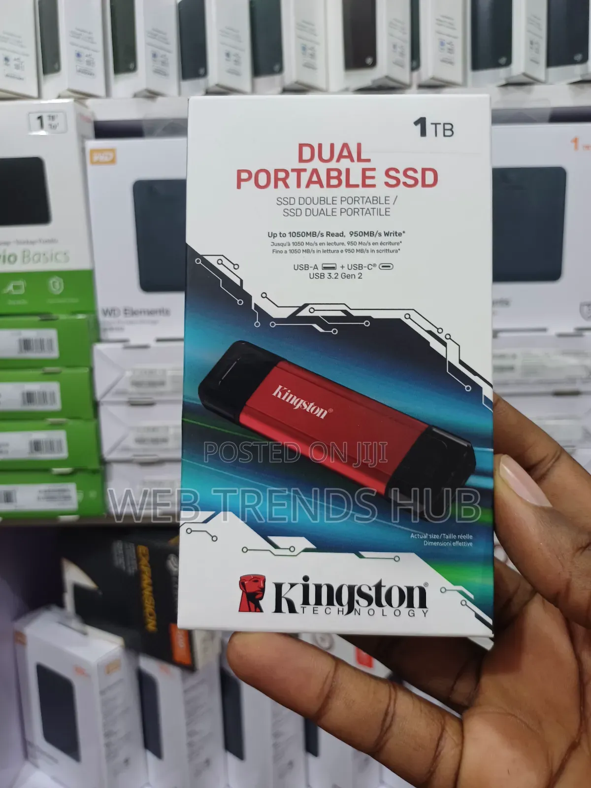 Original Kingston 1TB Dual Portable SSD - High-Speed 1050mb/S