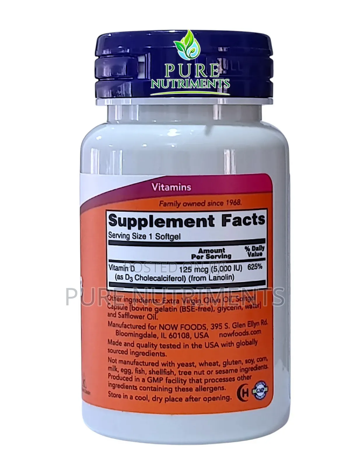 Now Foods Vitamin D3 5,000 IU 120 Softgels_ Immunity Bone Health
