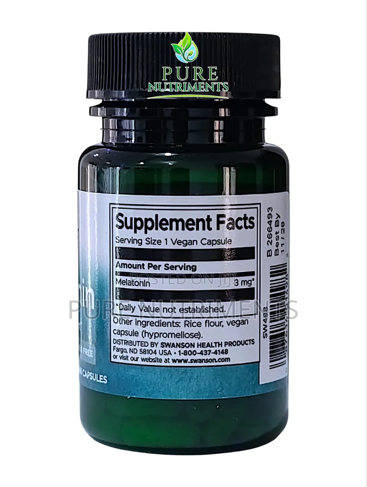 Swanson Melatonin 3mg 60 Veg Caps 100% Drug Free Sleep Aid