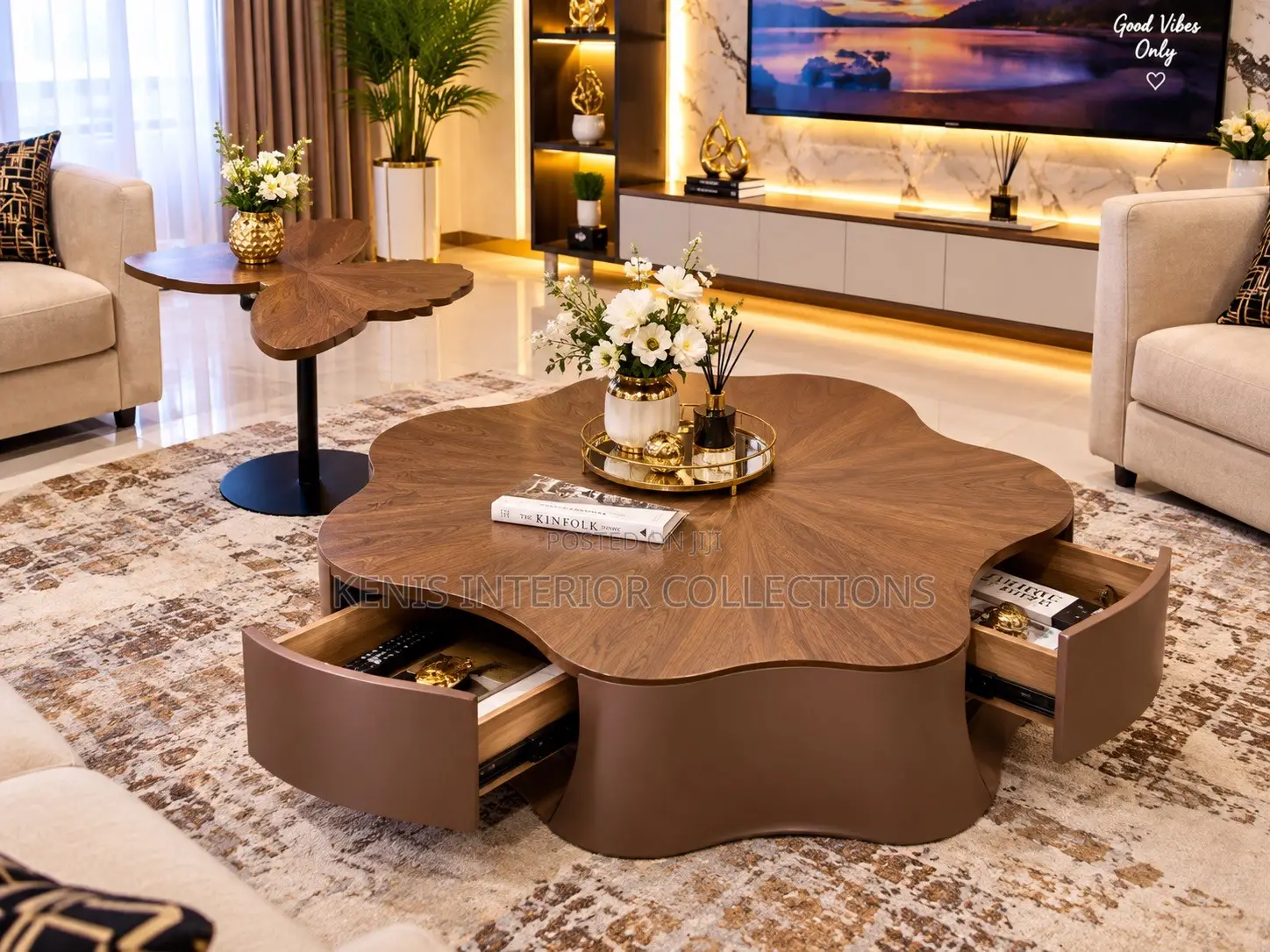 Wooden Top Center Table With Drawer