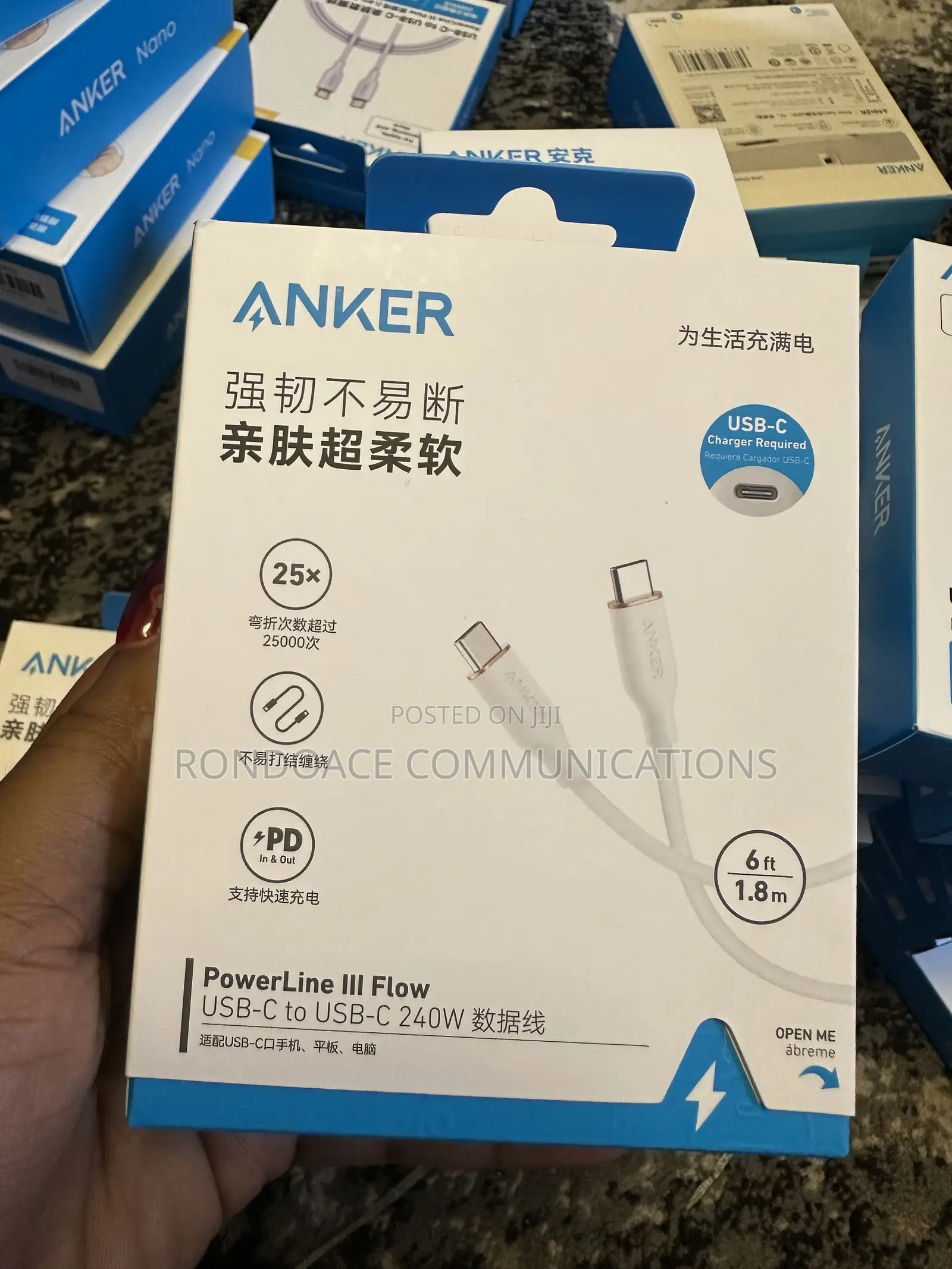 1.8m Anker 240W Zolo Type C to Type C Cable