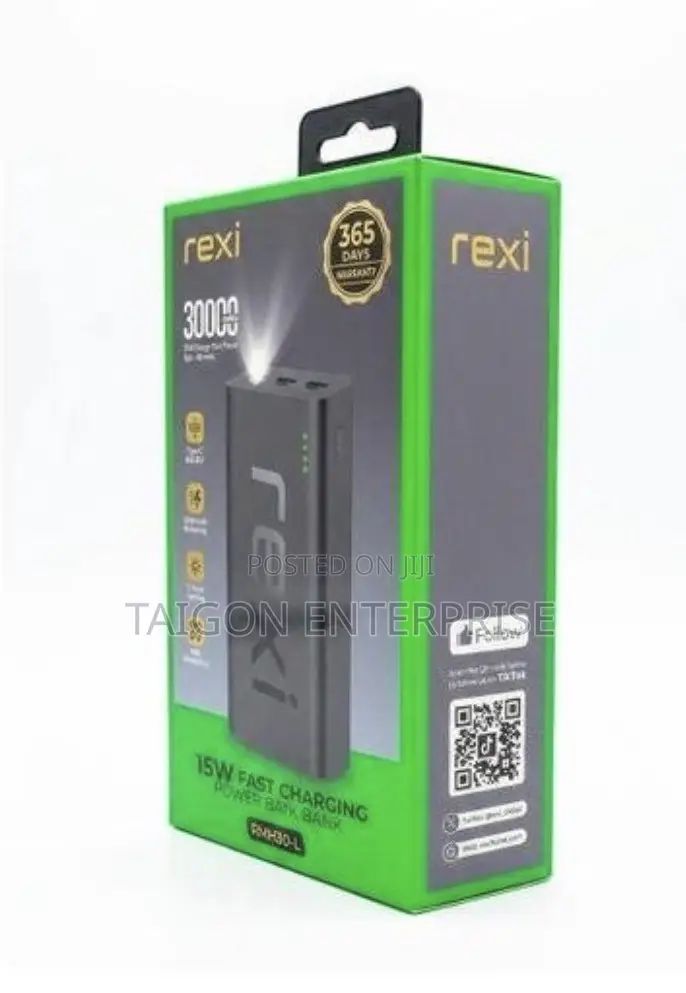 Rexi RMH30-L,30,000mAh Fast Charging (15W) With LED LIGHT