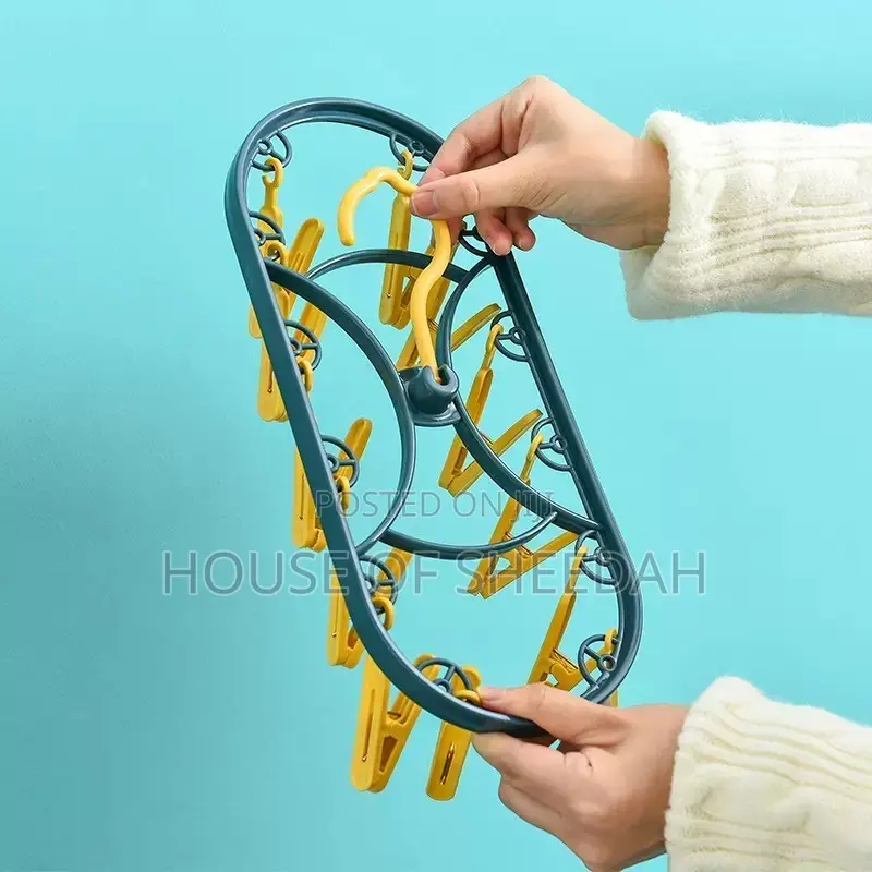 12-Clip Space-Saving Sock Hanger & Underwear Drying Rack