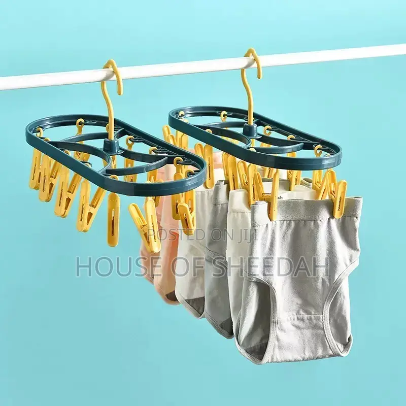 12-Clip Space-Saving Sock Hanger & Underwear Drying Rack