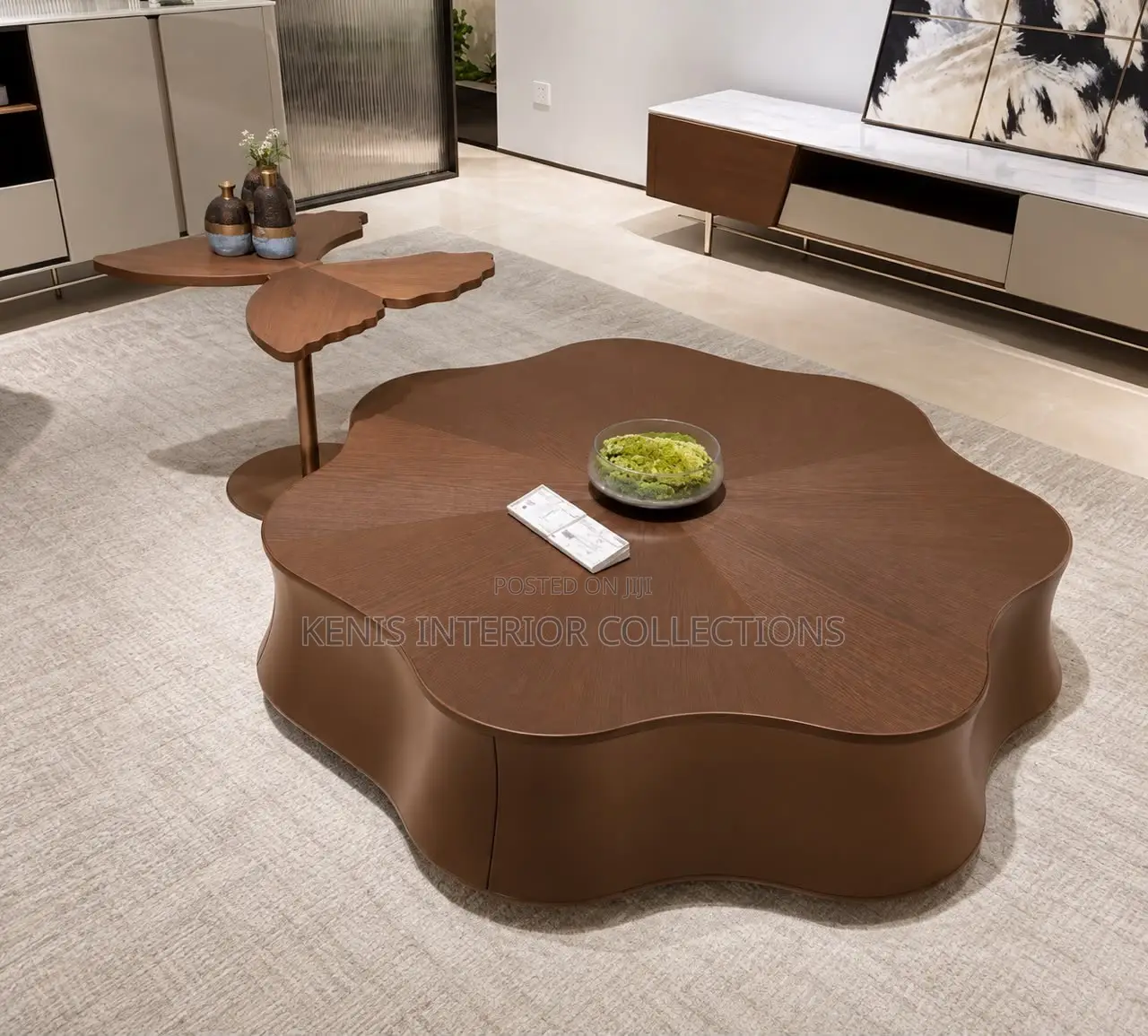 Wooden Top Center Table With a Side Stool