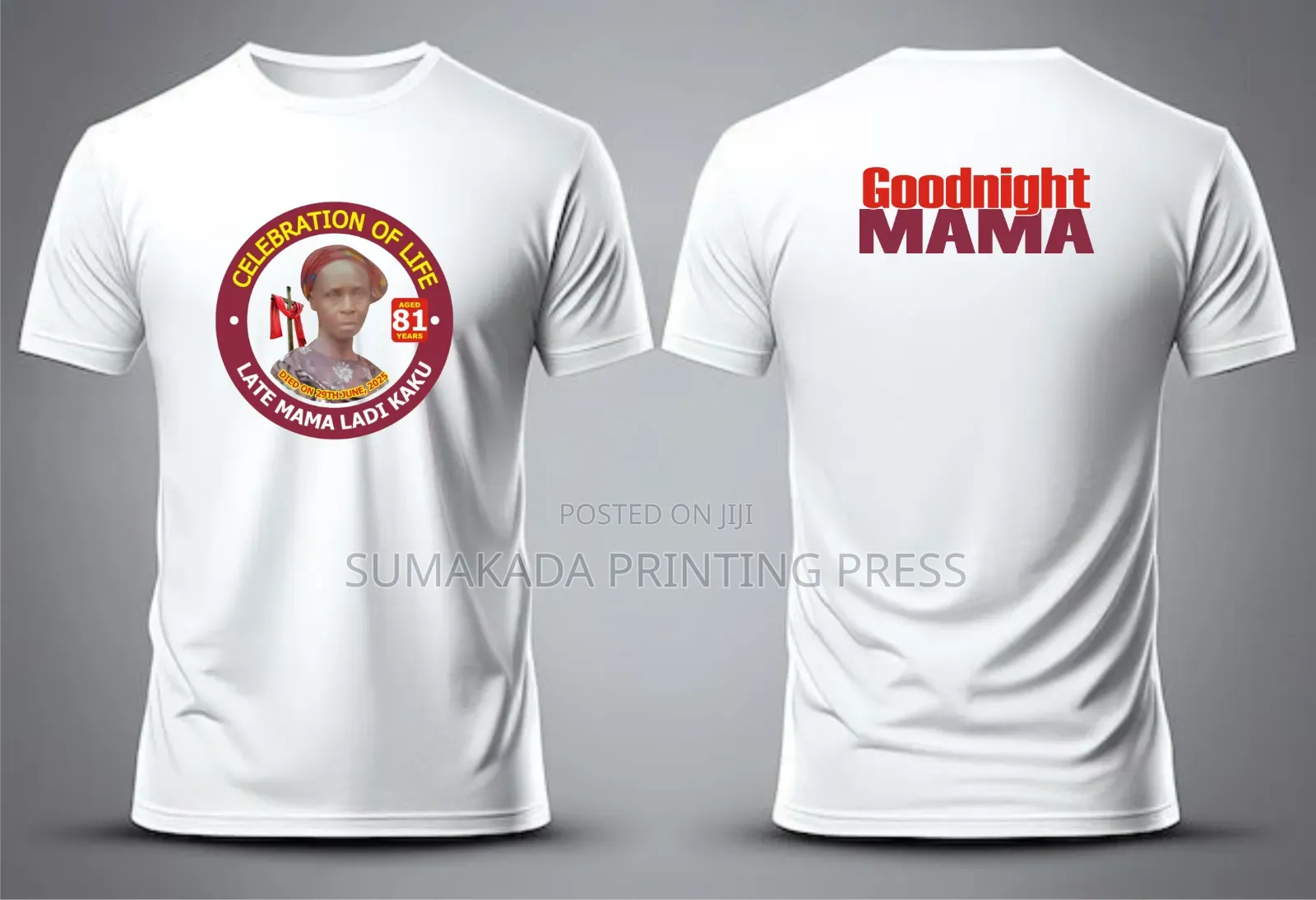 Burial & Memorial T-Shirts/Polos | Custom Photo & Name Printing–₦5,000