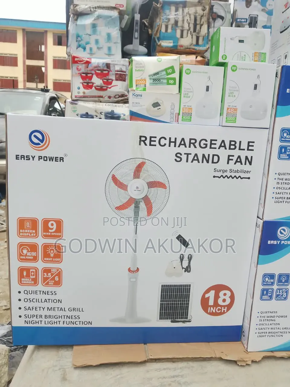 18 Inches Easy Power Rechargeable Solar Fan