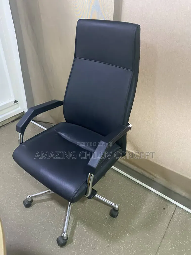 Modern Black Executive Office Chair With Chrome Base