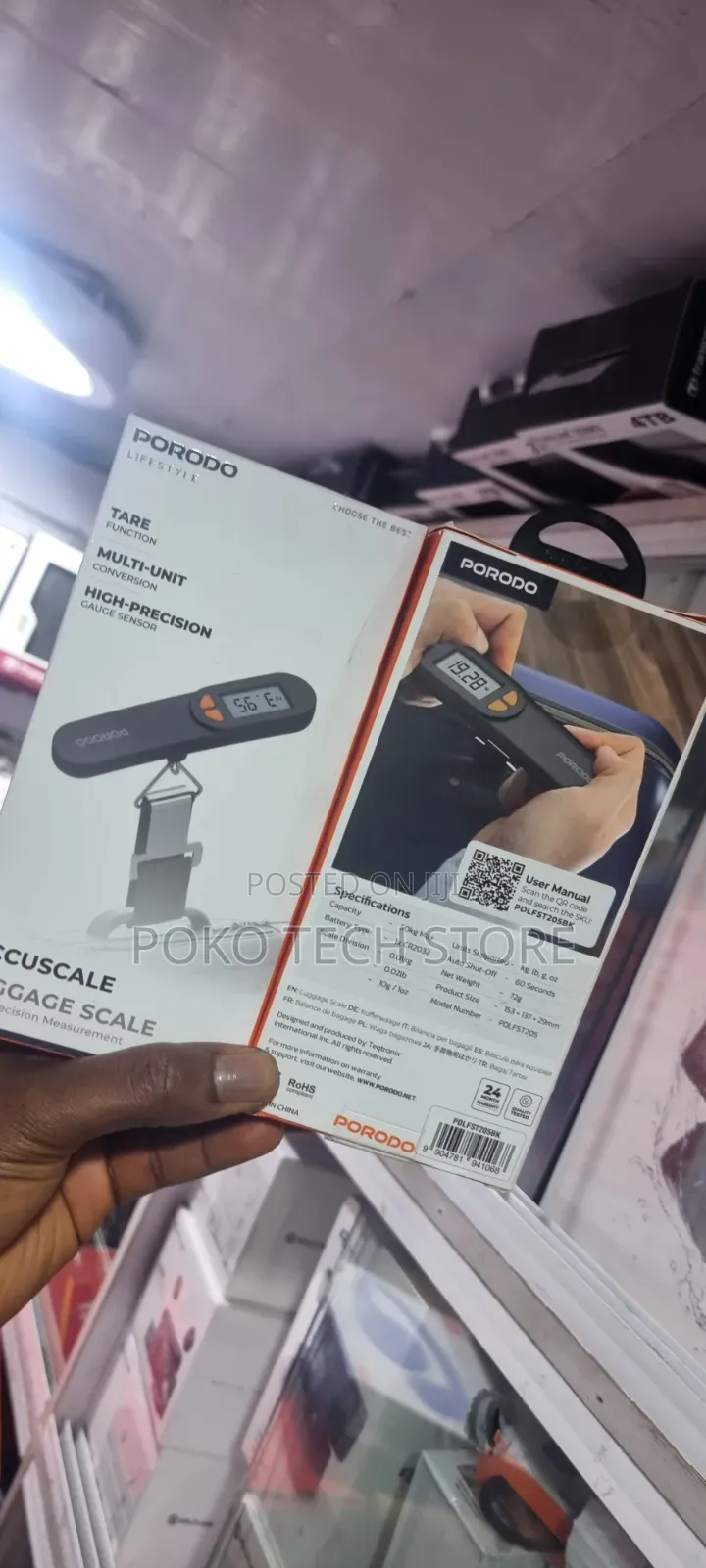 Porodo Lifestyle Accuscale High-Precision Digital Luggage Scale