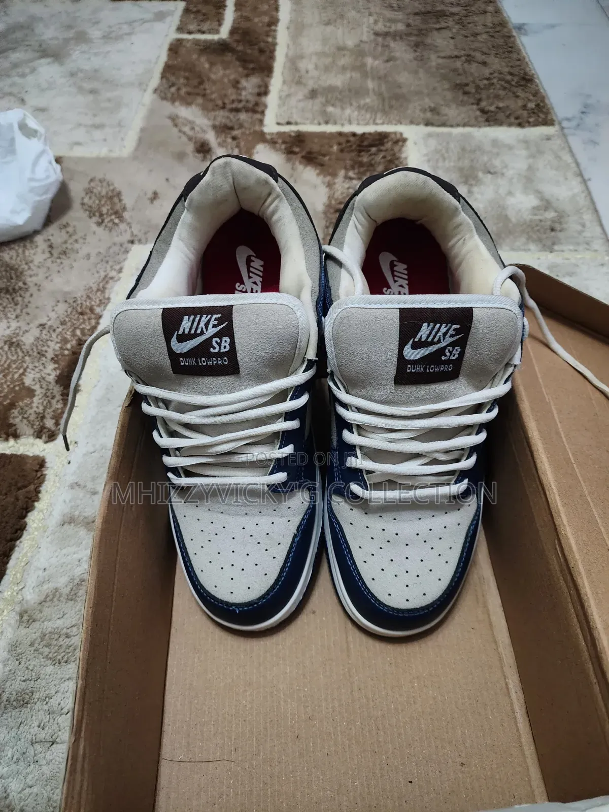Nike SB Dunk Low Pro Beige Navy Low-Top Skate Sneakers - Original