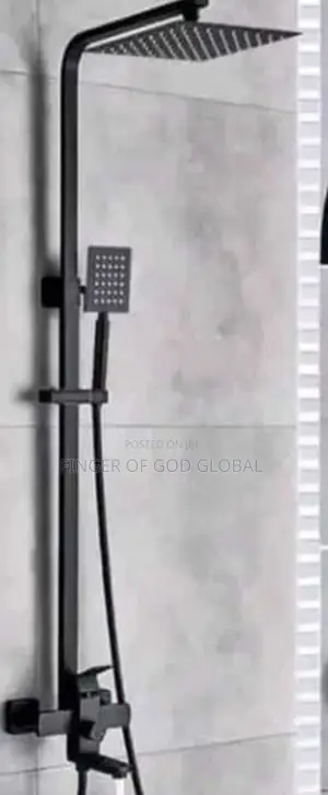 Black Rainfall Shower Set With Hand Shower