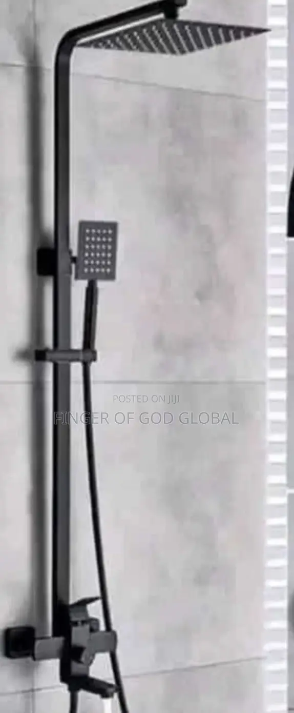 Black Rainfall Shower Set With Hand Shower