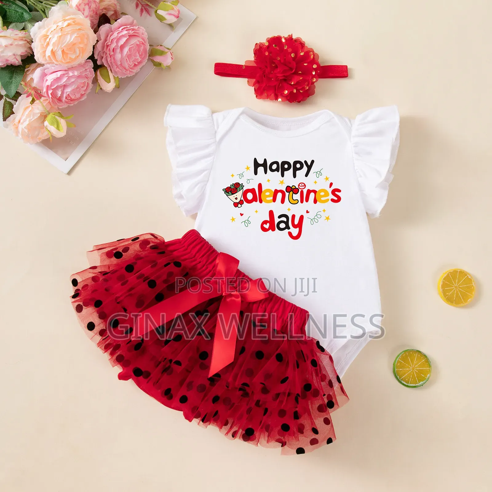 3-Piece Baby Girls Valentine's Day Tutu Skirt Outfit Set (0–12 Months)