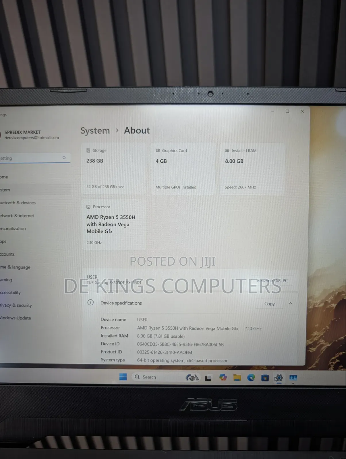 Laptop Asus TUF Gaming FX504 8GB AMD Ryzen 5 SSD 256GB