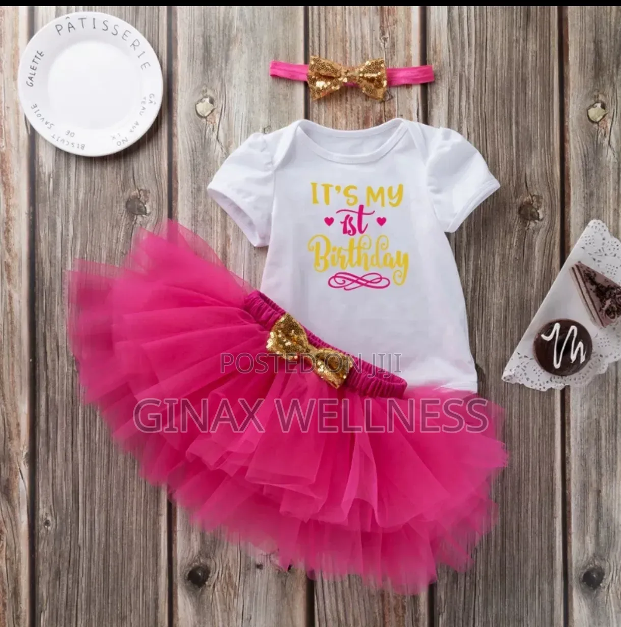 3-Piece Baby Girl 1st and 2nd Birthday Outfit Set With Headband
