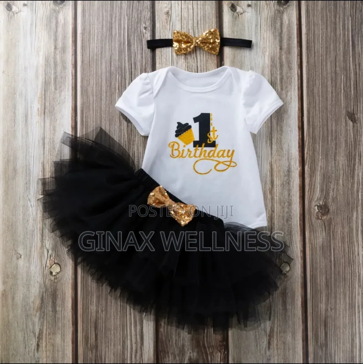 3-Piece Baby Girl 1st and 2nd Birthday Outfit Set With Headband