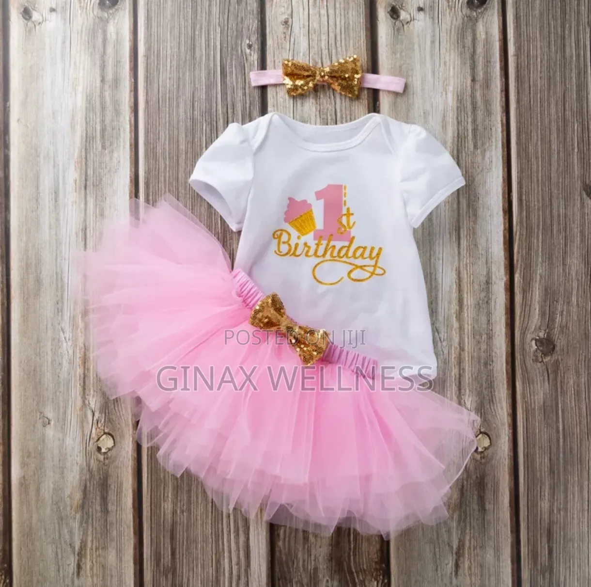 3-Piece Baby Girls 1st and 2nd Birthday Outfit With Headband (12-18m)